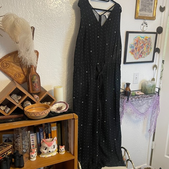 🌻Ava & Viv {1X} Black/White Sleeveless Pantsuit/Jumpsuit Wide Leg - Picture 4 of 9